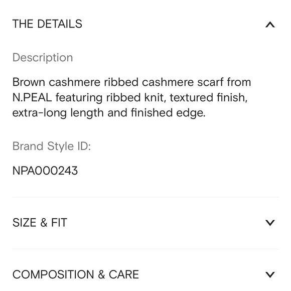 New N.PEAL Unisex Ribbed Cashmere Scarf in Brown/Camel - Picture 4 of 5